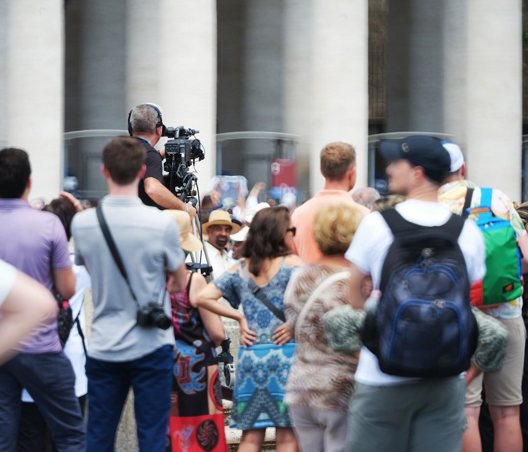 group of journalists talking
