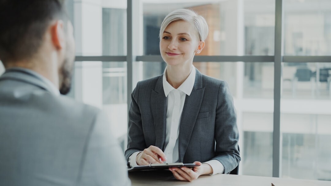professional interviewer with guest