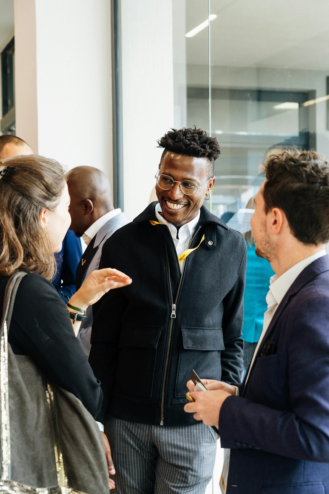 group of media professionals networking